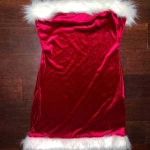 Christmas Tube Top Velvet Mini Dress 🧑🏼‍🎄